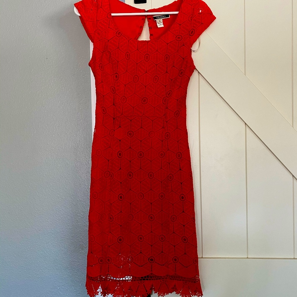 Eyelet Red Dress